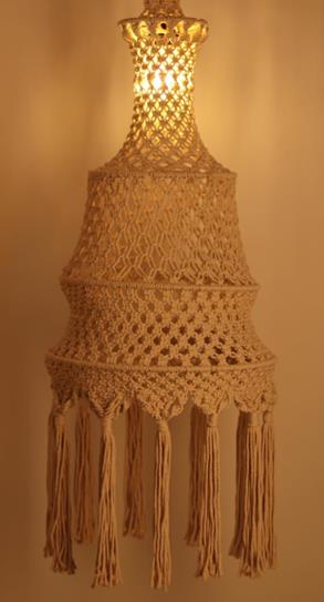 DKD Home Decor Pantalla de Algodón Macramé Tejido a Mano Crudo 43x43x120 cm