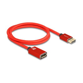 DeLOCK Cable de extensión DisplayPort 8K 60 Hz 1 m Rojo Metal sin función de bloqueo