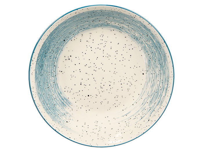Vessia Plato Hondo Patinado Azul y Blanco, Cerámica (Porcelana), Diámetro 20.5 cm (Set de 36)