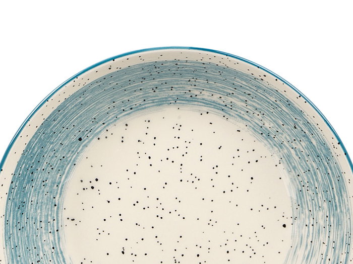 Vessia Plato Hondo Patinado Azul y Blanco, Cerámica (Porcelana), Diámetro 20.5 cm (Set de 36)