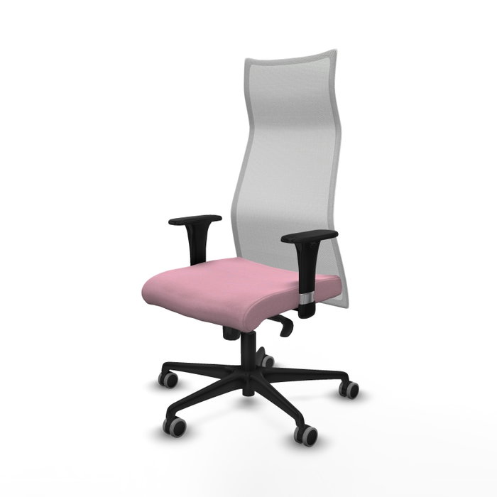 PIQUERAS Y CRESPO Sillón Albacete con mecanismo Sincro, Tela Rosa y Malla Blanca