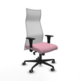PIQUERAS Y CRESPO Sillón Albacete con mecanismo Sincro, Tela Rosa y Malla Blanca