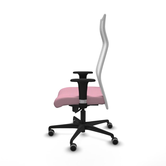 PIQUERAS Y CRESPO Sillón Albacete con mecanismo Sincro, Tela Rosa y Malla Blanca