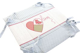 DKD Home Decor Cesta Cottage Love 20 Beige y Azul 20 x 20 x 10 cm (12 Unidades) Algodón