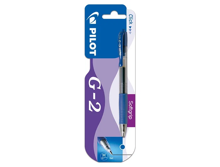 Pilot Bolígrafo G-2 Azul Tinta Gel Retráctil Sujeción de Caucho en Blister