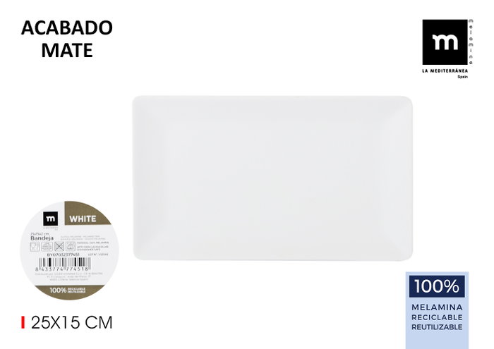 La Mediterranea Bandeja de Melamina Mate White 25 x 15 x 2 cm (12 Unidades) extra_attributes_supplier_next_arrival_qty: 0 La Mediterranea Bandeja de Melamina Mate White 25 x 15 x 2 cm (12 Unidades) extra_attributes_supplier_next_arrival_qty: 0