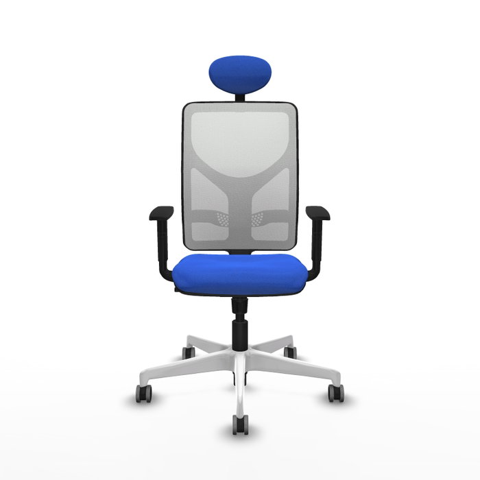 PIQUERAS Y CRESPO Silla de oficina Motilla con mecanismo Sincro, Tela Azul y Malla Blanca PIQUERAS Y CRESPO Silla de oficina Motilla con mecanismo Sincro, Tela Azul y Malla Blanca