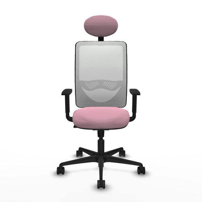 PIQUERAS Y CRESPO Silla de oficina Zulema Rosa y Blanco con Mecanismo Sincro