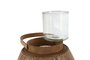 DKD Home Decor Portavelas de Madera, Lino y Cristal Marrón