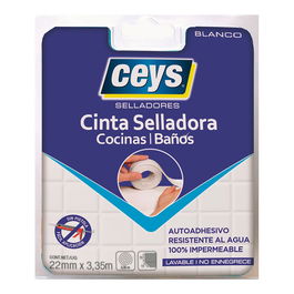 Ceys Cinta Selladora para Cocinas y Baños, Blanco, 22 mm x 3,35 m
