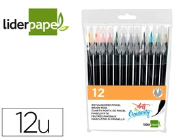 Liderpapel Rotulador Punta Pincel Extra Suave Bolsa 12 Unidades Colores Surtidos