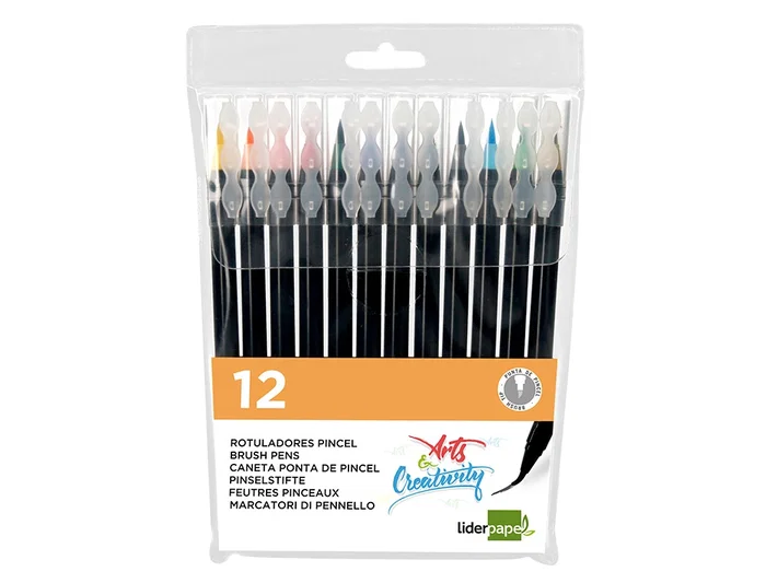Liderpapel Rotulador Punta Pincel Extra Suave Bolsa 12 Unidades Colores Surtidos Liderpapel Rotulador Punta Pincel Extra Suave Bolsa 12 Unidades Colores Surtidos