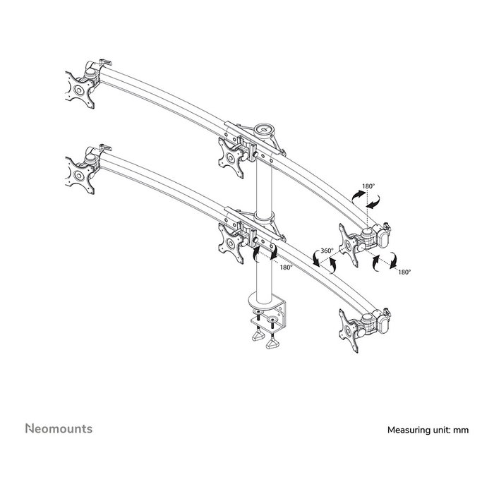 Newstar FPMA-D700D6 Neomounts Soporte de mesa para 6 monitores planos hasta 27 pulgadas (69 cm) 8KG