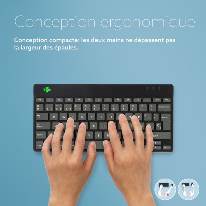 R-Go Tools Teclado Ergonómico Compacto Break, QWERTY ES, Bluetooth, Negro con Software de Pausas R-Go Tools Teclado Ergonómico Compacto Break, QWERTY ES, Bluetooth, Negro con Software de Pausas