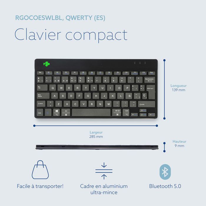 R-Go Tools Teclado Ergonómico Compacto Break, QWERTY ES, Bluetooth, Negro con Software de Pausas R-Go Tools Teclado Ergonómico Compacto Break, QWERTY ES, Bluetooth, Negro con Software de Pausas