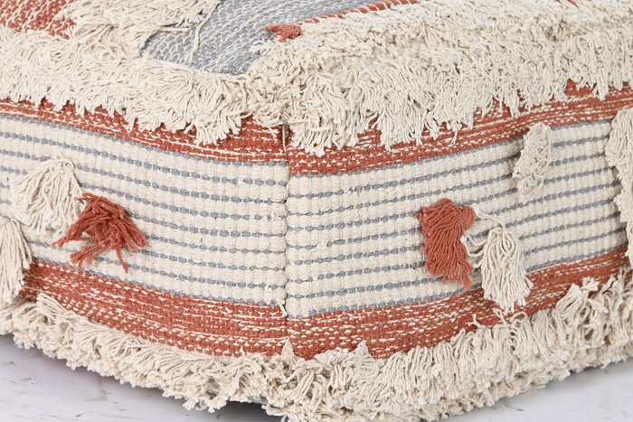 DKD Home Decor Cojin Suelo Boho Naranja Blanco 60 x 60 x 25 cm DKD Home Decor Cojin Suelo Boho Naranja Blanco 60 x 60 x 25 cm