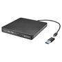 Sandberg Lector DVD USB-C y USB-A Portátil, Unidad Óptica Super Multi DL Externa para Laptop y PC con Windows y MacOS - Negro
