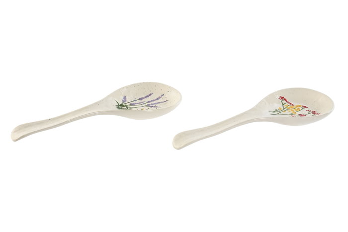 DKD Home Decor Soporte para Cuchara de Porcelana Flores Multicolor FLOWER 24