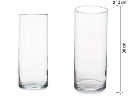 Giftdecor Jarrón de Cristal Cilíndrico Transparente 12x30cm