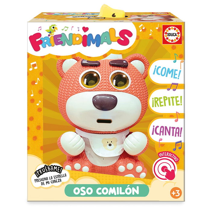 Educa Oso Comilón 20435 Juguete Electrónico para Niños +3 Años con 3 Modos: Alimentar, Repetir Voz y Música