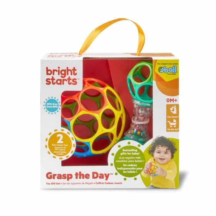 Bright Starts Set de Regalo para Bebé O'Ball con Sonajero y Pelota Clásica - Rojo, Amarillo, Azul y Verde Bright Starts Set de Regalo para Bebé O'Ball con Sonajero y Pelota Clásica - Rojo, Amarillo, Azul y Verde