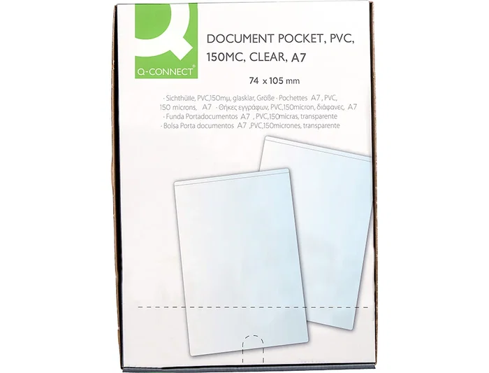 Q-connect Funda Portadocumentos DIN A7+ Transparente 150 Micras 84x115 mm