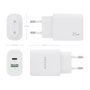 Aisens Cargador 25W con USB-C PD3.0 y USB-A QC3.0 Blanco