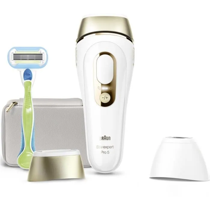 Braun Silk·expert Pro 5 Depiladora de Luz Pulsada PL5152 con Estuche y 2 Cabezales para Depilación en Casa