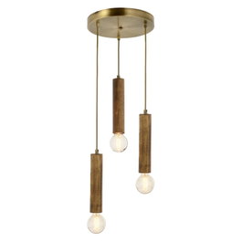 Opviq Lámpara de Araña Madera Vintage Av-1651-3Et 3xE27 Ideal para Hogar