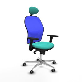 PIQUERAS Y CRESPO Silla de oficina Jorquera con mecanismo Sincro, Turquesa y Azul