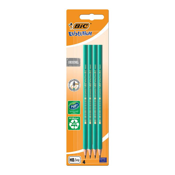 Bic Lápiz Evolution HB 2 Blíster 4 uds Lápiz de Grafito con 64% Materiales Reciclados Bic Lápiz Evolution HB 2 Blíster 4 uds Lápiz de Grafito con 64% Materiales Reciclados