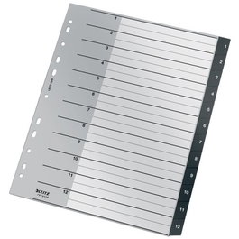 LEITZ Separador Numérico 1-12 Recycle DIN A4+ Multitaladro Negro