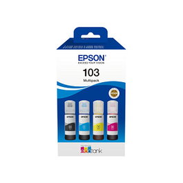 Epson Tinta 103 Original Multipack 4 Colores Negro Cian Magenta Amarillo para EcoTank L5296 L3266 L3250 L1210, C13T00S64A