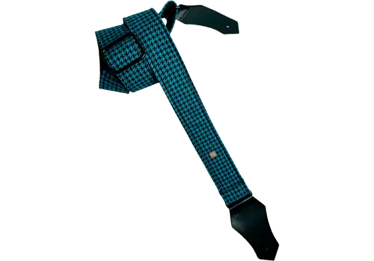 GETM Correa para Guitarra y Bajo Fly Hounds Tooth Blue Ajustable Nailon Piel Poliéster