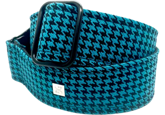 GETM Correa para Guitarra y Bajo Fly Hounds Tooth Blue Ajustable Nailon Piel Poliéster