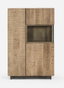 DKD Home Decor Vitrina Loft Colección Sand Village, Natural/Negro, 44x142x89 cm, Chorro de Arena, 3 Puertas, 6 Estantes