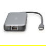 Digitus Estación de acoplamiento USB-C de 8 puertos (USB-C a 2 HDMI, DisplayPort, USB-A 3.2 Gen 2, USB PD 100 W, Gigabit LAN, SD/MicroSD) Negro y Gris