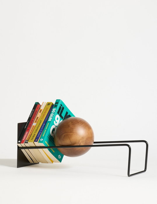 Hanah Home Sujetalibros Negro Metal con Bola de Madera Elegante y Robusto para Decoración Hogar