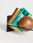 Hanah Home Sujetalibros Negro Metal con Bola de Madera Elegante y Robusto para Decoración Hogar