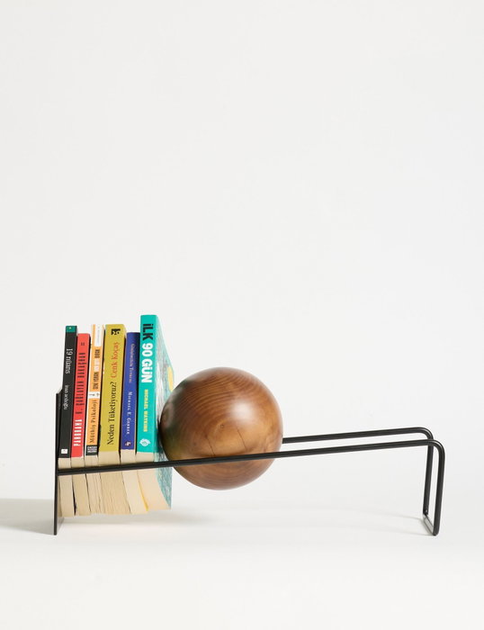 Hanah Home Sujetalibros Negro Metal con Bola de Madera Elegante y Robusto para Decoración Hogar