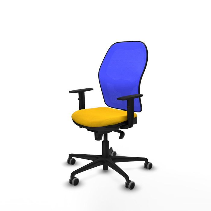 PIQUERAS Y CRESPO Silla de oficina Jorquera con mecanismo Sincro, Amarillo/Azul PIQUERAS Y CRESPO Silla de oficina Jorquera con mecanismo Sincro, Amarillo/Azul