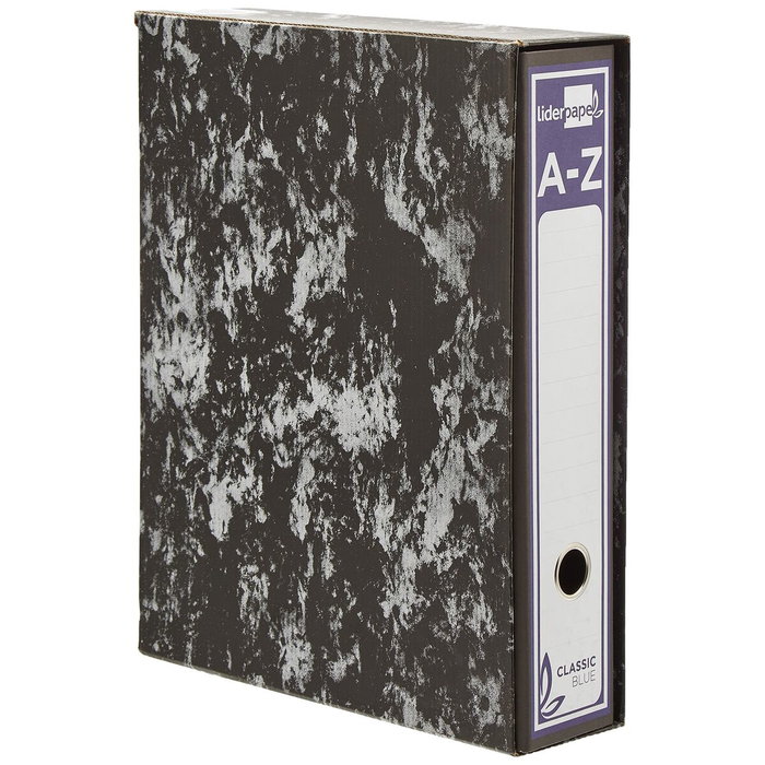 Liderpapel Archivador de palanca cartón forrado jaspeado negro con caja Classic Blue Liderpapel Archivador de palanca cartón forrado jaspeado negro con caja Classic Blue