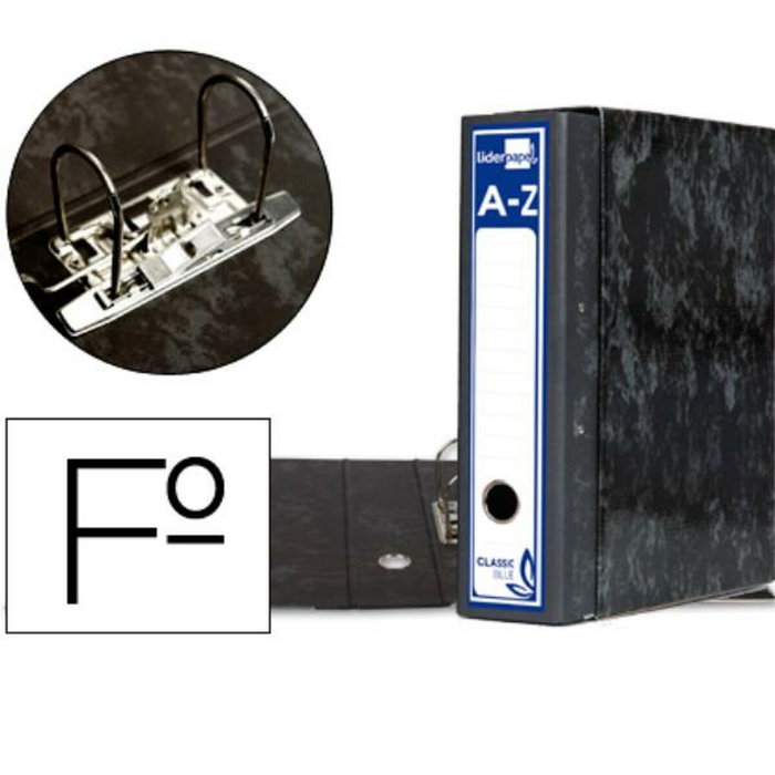 Liderpapel Archivador de palanca cartón forrado jaspeado negro con caja Classic Blue Liderpapel Archivador de palanca cartón forrado jaspeado negro con caja Classic Blue