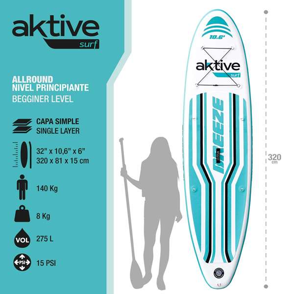 Color Baby Tabla de paddle surf Aktive 320x81x15 cm con accesorios Color Baby Tabla de paddle surf Aktive 320x81x15 cm con accesorios