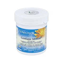 FENIOUX Genciana Melisa 200 Cápsulas - Mejora Habilidades Mentales, Reduce Fatiga y Estado de Ánimo Positivo