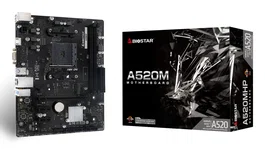 Biostar A520MHP Placa Base AMD A520 Chipset Socket AM4 micro ATX para AMD Ryzen 3000/4000/5000 Series con DDR4, M.2, HDMI y Realtek ALC897 7.1 Canales