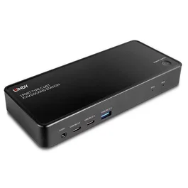 Lindy Switch KVM 43202 para 2 PCs, HDMI y DisplayPort 4K Ultra HD, USB-C, Ethernet, Negro
