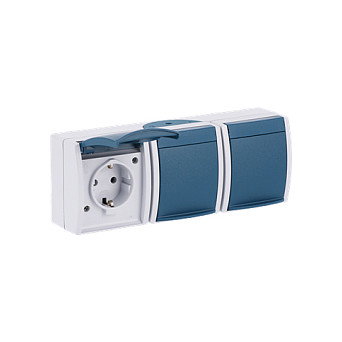 BUSCH-JAEGER 2300/3EW-53 Toma de corriente con tapa abatible horizontal IP44 Azul/Blanco