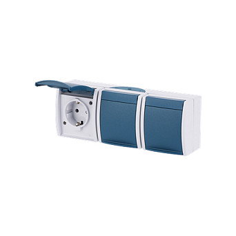 BUSCH-JAEGER 2300/3EW-53 Toma de corriente con tapa abatible horizontal IP44 Azul/Blanco