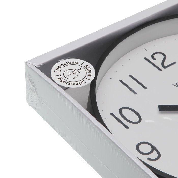 Versa Reloj de Pared Negro 25 cm Madera MDF y Plástico Movimiento Silencioso (2 Unidades)